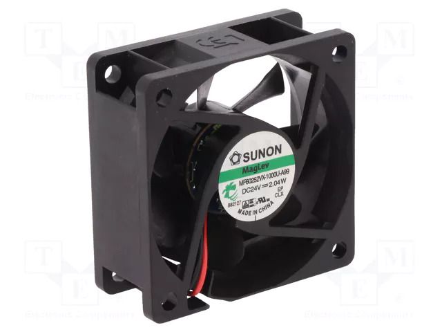 Fan: DC; axial; 24VDC; 60x60x25mm; 45.63m3/h; 27dBA; Vapo; 5200rpm SUNON MF60252VX-A99-A