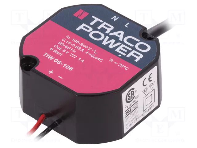 Power supply: switching; for building in; constant voltage; 6W TRACO POWER TIW06-106