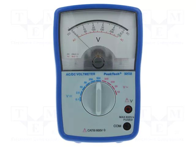 Voltmeter; Features: impact resistant holster; analogue PEAKTECH PKT-P3202
