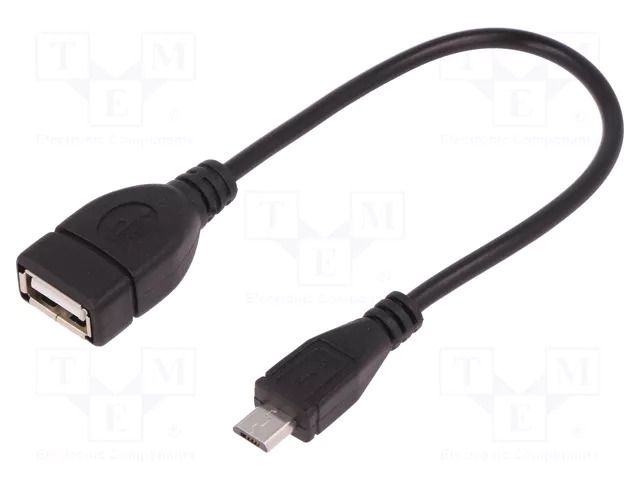 Cable; OTG,USB 2.0; USB A socket,USB B micro plug; 0.2m; black QOLTEC QOLTEC-50404