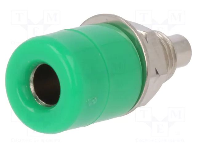 Connector: 4mm banana; socket; 20A; Cutout: Ø7.5mm; green; 5mΩ STÄUBLI EBI-40-25