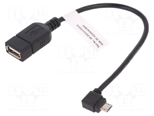 Cable; OTG,USB 2.0; USB A socket,USB B micro plug (angle); Cu DIGITUS AK-300313-002-S