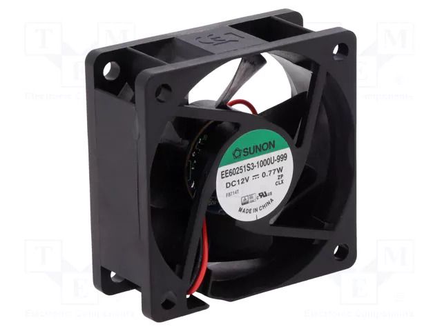 Fan: DC; axial; 12VDC; 60x60x25mm; 27.04m3/h; 16.7dBA; slide; 26AWG SUNON EE60251S3-999-A