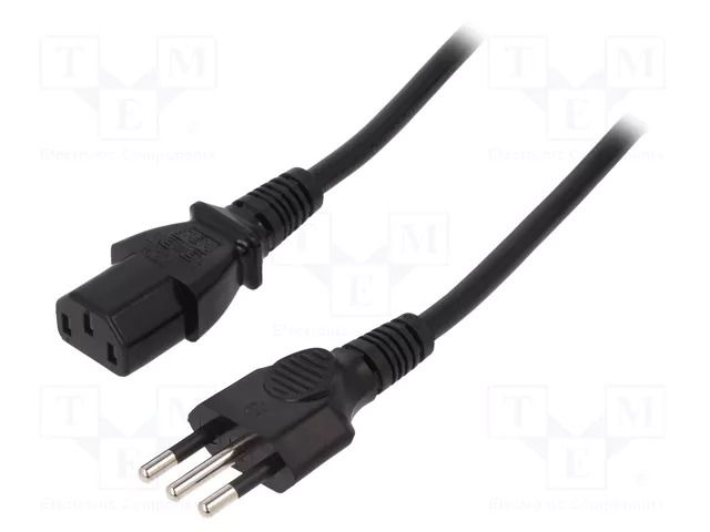 Cable; 3x0.75mm2; CEI 23-50 (L) plug,IEC C13 female; PVC; 1.8m SUNNY SUNNY-C13IT18