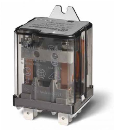 Finder Power relay Faston 250 (6.3x0.8 mm) with rear flange mount - 2 pole, 16 A - DC - 24 V - AgSnO2 - NO (nPST), 3 mm contact gap, Finder 62.82.9.012.4300