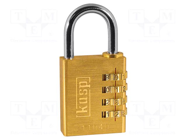 Padlock; shackle,combination code; brass; A: 40mm; B: 27mm; C: 6mm KASP KA-K11040D