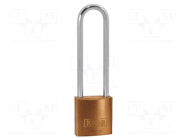 Padlock; shackle; brass; Protection: low (level 3); A: 30mm; B: 70mm KASP KA-K12030L70BD