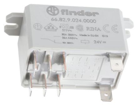 Relejs 24VDC, 2CO, 30A, 340Ω, Finder 66.82.9.024.0000 8012823290577