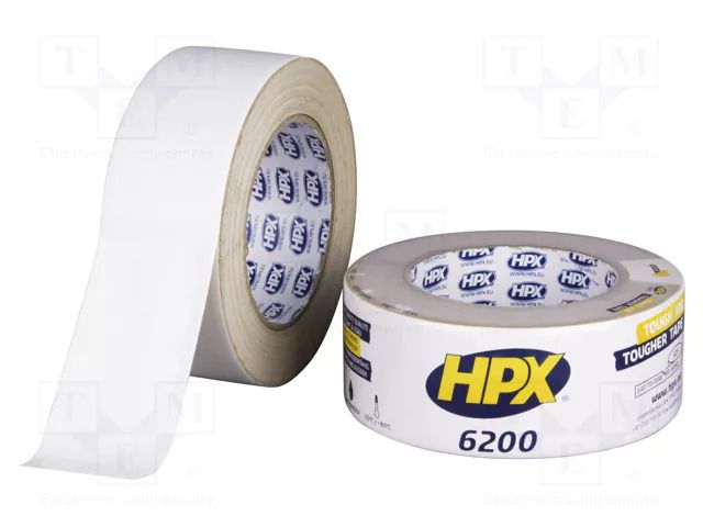 Tape: duct; W: 48mm; L: 25m; Thk: 0.3mm; white; natural caoutchouc HPX HPX-D6200-4825WH