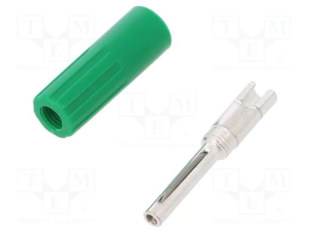 Connector: 4mm banana; plug; 10A; 50VDC; green; non-insulated DELTRON 579-0400