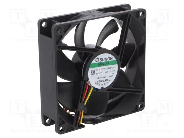 Fan: DC; axial; 24VDC; 92x92x25mm; 126.75m3/h; 45.5dBA; Vapo; 24AWG SUNON PF92252V1-G99-A