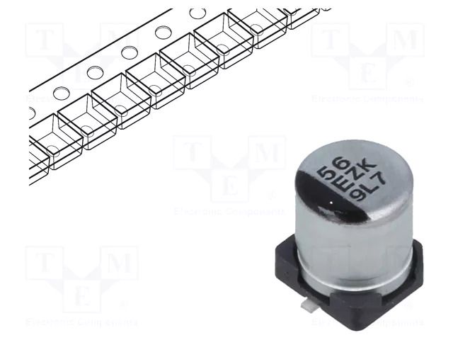 Capacitor: hybrid; H: 5.8mm; 56uF; 25VDC; 850mA; SMD; ESR: 80mΩ; ZKU PANASONIC EEHZK1E560UR