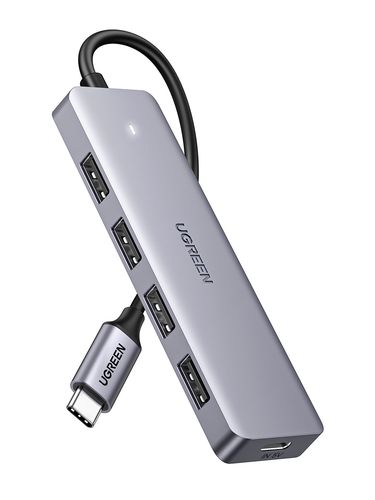 Sakabe USB-C 4 porti (USB 3.0) 15 cm ar USB-C barošanas portu, pelēka krāsā UGREEN/70336 6957303873364