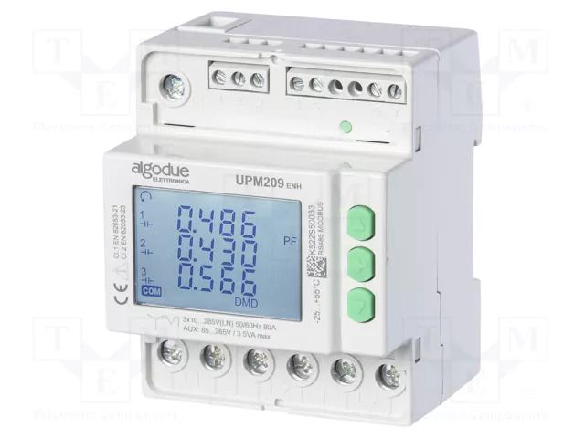 Meter: power quality analyser; for DIN rail mounting; LCD; 6A ALGODUE UPM209-03