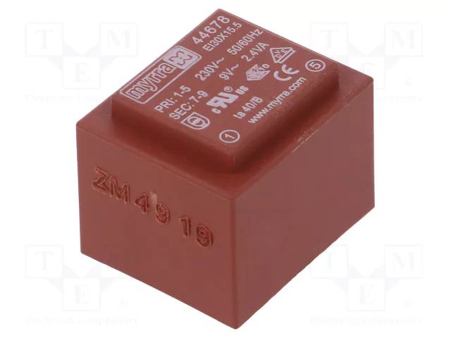 Transformer: encapsulated; 2.4VA; 230VAC; 9V; 267mA; PCB MYRRA MYRRA-44678