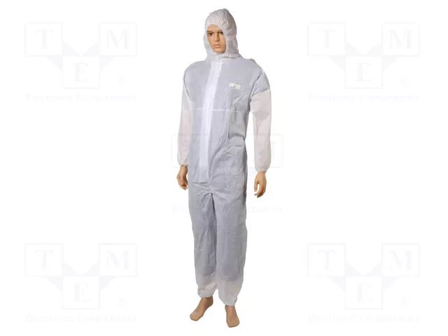 Protective coverall; Size: L; white; DT215; with a hood DELTA PLUS DEL-DT215GT