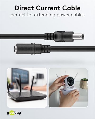 DC Extension Cable (5,5x2,5mm) Black, 3 m - product is only suitable for hobby/craft use. 71401 4040849714016