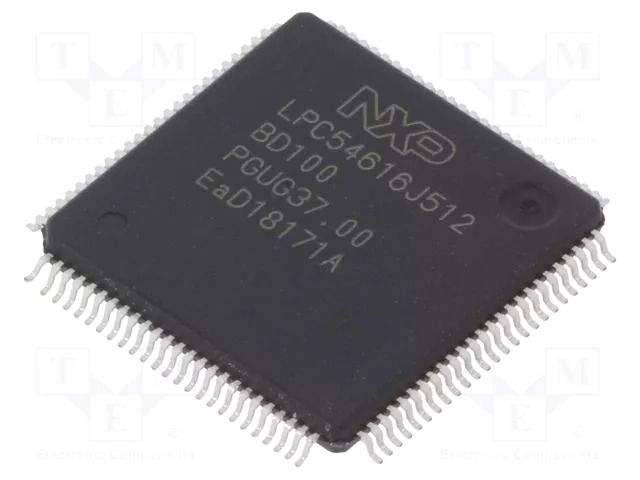 IC: ARM microcontroller; 200kBSRAM,512kBFLASH; LQFP100 NXP LPC54616J512BD100E