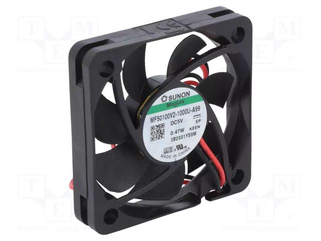 Fan: DC; axial; 5VDC; 50x50x10mm; 18.7m3/h; 25.6dBA; Vapo; 4800rpm SUNON MF50100V2-A99-A