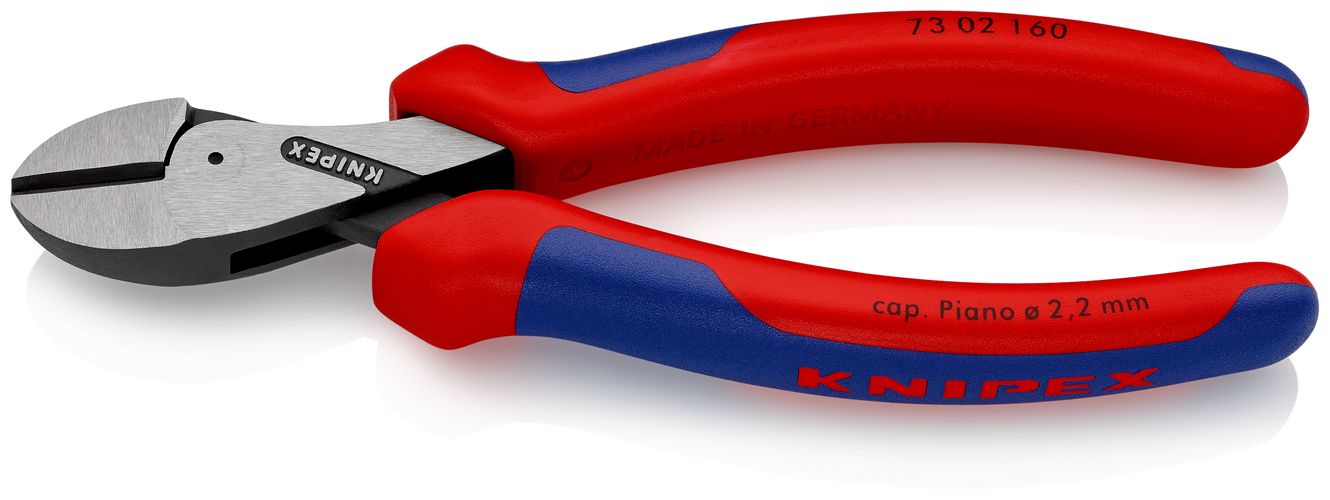 KNIPEX 73 02 160 X-Cut® Compact Diagonal Cutter high lever transmission with multi-component handles black atramentized 160 mm 73 02 160 4003773075127