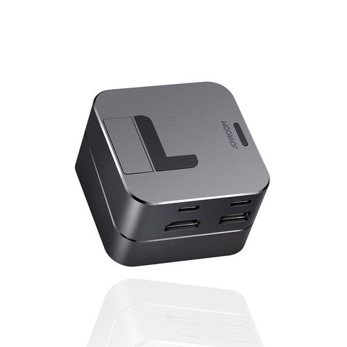 Hub Joyroom S-H121 USB-C stand - USB-A 3.0 / RJ45 / HDMI / USB-C / Thunderbolt for MacBook Pro - gray, Joyroom 6941237148438 6941237148438