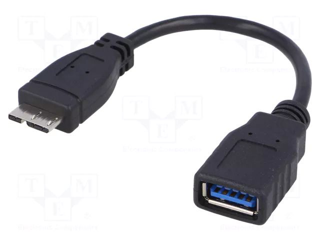 Cable; OTG,USB 3.0; USB A socket,USB B micro plug; 0.15m; black AKYGA AK-AD-30
