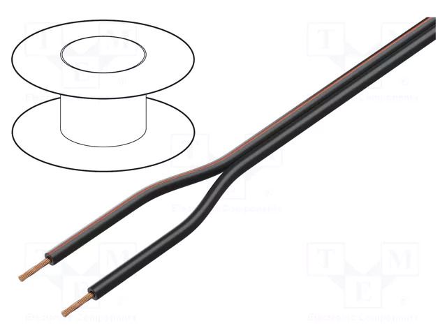 Wire: loudspeaker cable; 2x0.75mm2; stranded; OFC; black; -15÷70°C TASKER TSK1013-0.75