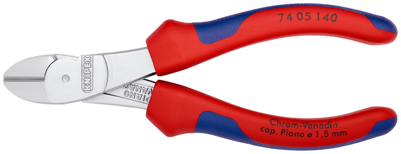 KNIPEX 74 05 140 High Leverage Diagonal Cutter with multi-component handles chrome-plated 140 mm 74 05 140 4003773039617