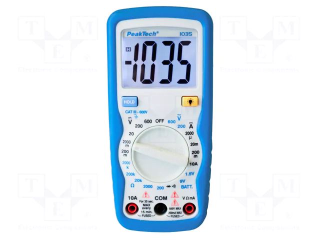 Digital multimeter; LCD; 3,5 digit (2000); VAC: 200V,600V PEAKTECH PKT-P1035
