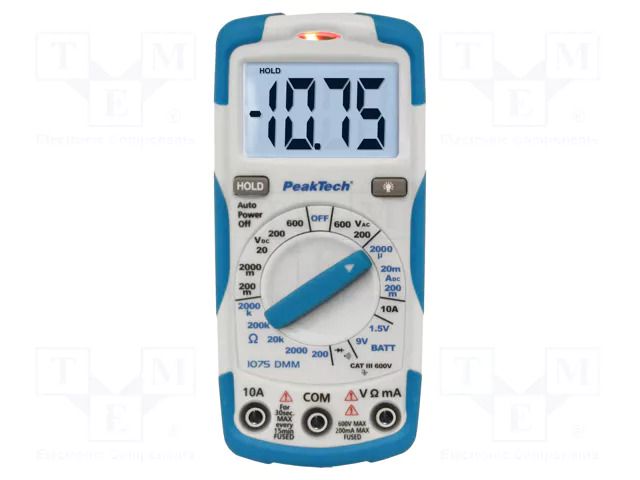 Digital multimeter; LCD; 3,5 digit (2000); VAC: 200V,600V PEAKTECH PKT-P1075