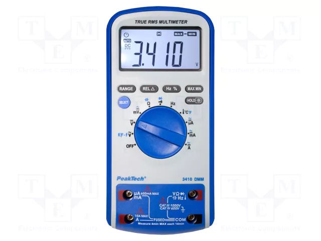 Digital multimeter; LCD; 3,83 digit (6000); True RMS PEAKTECH PKT-P3410