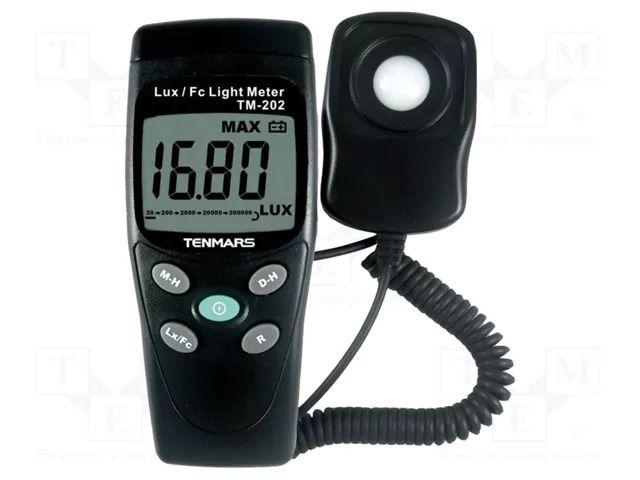 Light meter; 20/200/2k/20k/200klx,20/200/2k/20kFc; 3%; 2,5x/s TENMARS TM-202
