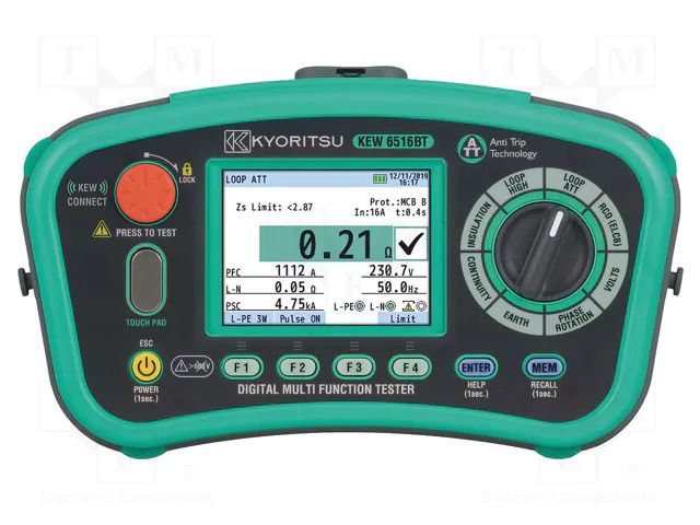 Meter: appliance meter; colour,LCD; RCD test: general purpose KYORITSU KEW6516BT