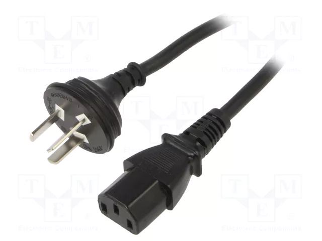 Cable; 3G1mm2; GB 2099 plug,IEC C13 female; PVC; 1.8m; black; 10A SUNNY SUNNY-C13C18