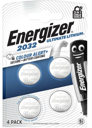 Litija baterija CR2032 3V 254mAh Ultimate Energizer 4gab blisteris CR2032/ENE/ULTIM-BL4 7638900422993; 7638900452709