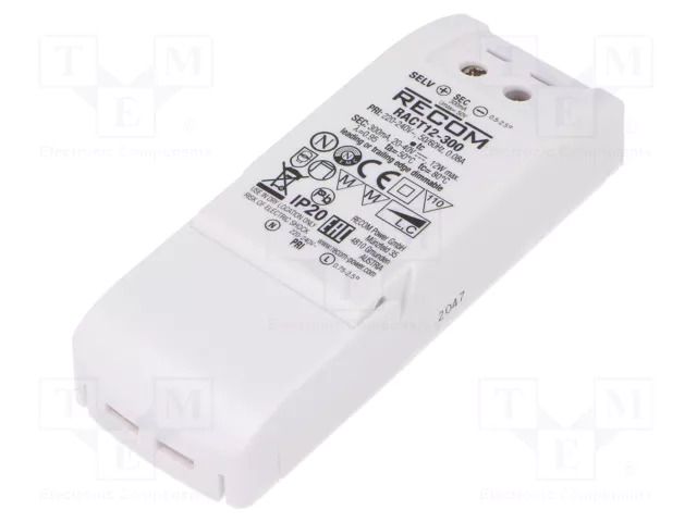 Power supply: switching; LED; 12W; 20÷40VDC; 300mA; 198÷264VAC RECOM RACT12-300