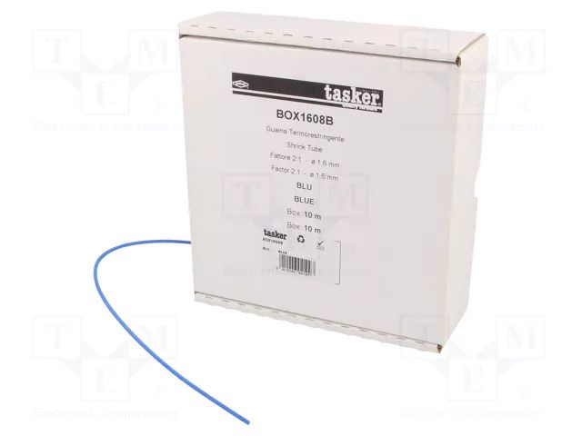 Heat shrink sleeve; glueless; 2: 1; 1.6mm; L: 10m; blue; polyolefine TASKER BOX1608B