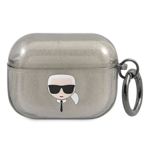 Karl Lagerfeld Glitter Karl&#39;s Head Case for AirPods Pro - Black, Karl Lagerfeld 3666339030261 3666339030261