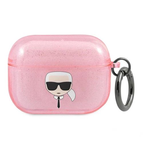 Karl Lagerfeld Glitter Karl&#39;s Head Case for AirPods Pro - Pink, Karl Lagerfeld 3666339030322 3666339030322