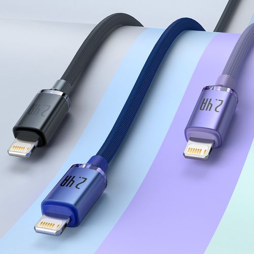 Baseus Crystal Shine Series cable USB cable for fast charging and data transfer USB Type A - Lightning 2.4A 2m purple (CAJY000105), Baseus 6932172602734 6932172602734