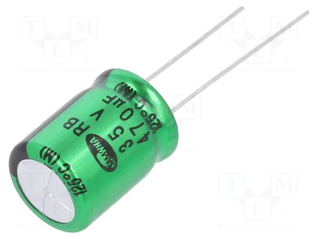 Capacitor: electrolytic; THT; 470uF; 35VDC; Ø12.5x16mm; ±20%; 2000h SAMWHA RB1V477M12016BB