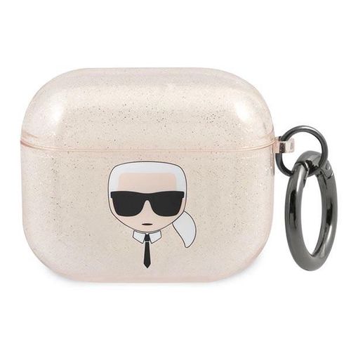 Karl Lagerfeld Glitter Karl&#39;s Head Case for AirPods 3 - Gold, Karl Lagerfeld 3666339030360 3666339030360