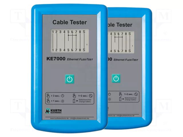 Tester: LAN wiring; Measured cable l: max.150m; FlexiTest Kurth Electronic KE-KE7000