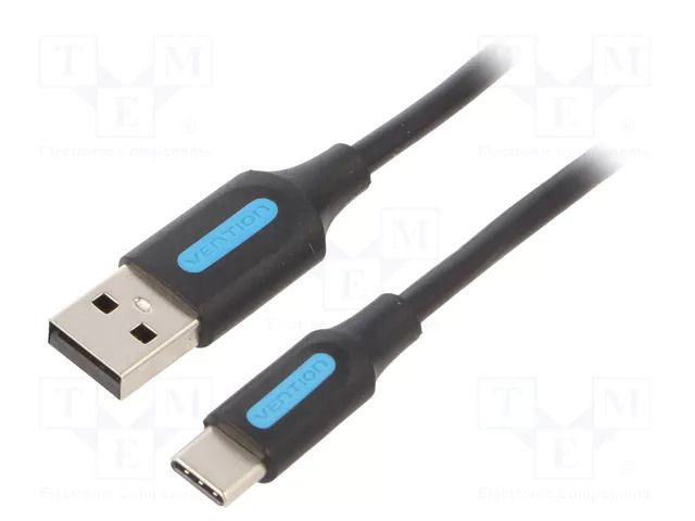 Cable; USB 2.0; USB A plug,USB C plug; nickel plated; 0.25m; PVC VENTION COKBC