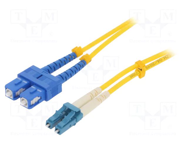 Fiber patch cord; LC/UPC,SC/UPC; 3m; 9/125um; LSZH; blue; yellow QOLTEC QOLTEC-54033