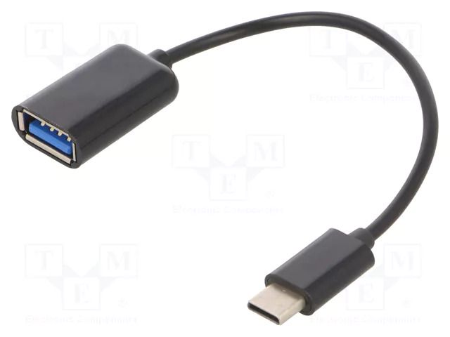 Cable; OTG,USB 2.0; USB A socket,USB C plug; 0.15m; black; bag GEMBIRD A-OTG-CMAF2-01