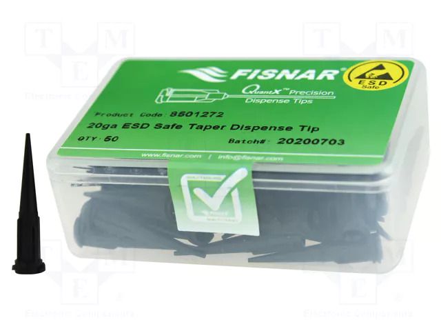 Needle: plastic; 1.25"; Size: 20; straight,conical; 0.6mm; ESD FISNAR FIS-20-ESD
