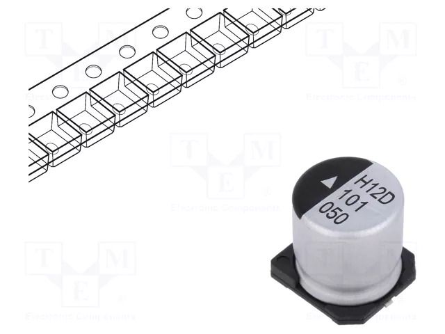 Capacitor: electrolytic; SMD; 100uF; 50VDC; Ø10x10.5mm; 2000h; AEH KYOCERA AVX AEH1010101M050R
