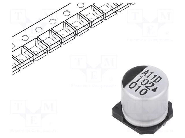 Capacitor: electrolytic; SMD; 1000uF; 10VDC; Ø10x10mm; 5000h; AEA KYOCERA AVX AEA1010102M010R