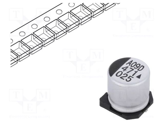 Capacitor: electrolytic; SMD; 470uF; 25VDC; Ø10x10mm; 5000h; AEA KYOCERA AVX AEA1010471M025R